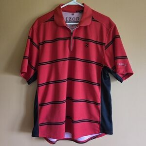 Izod Striped 1/4 Zip Polo Shirt, L (PTP=22.5")